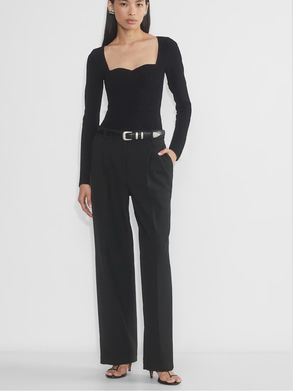 Babaton Aritzia Sculpt Knit Sweetheart Longsleeve 2XS